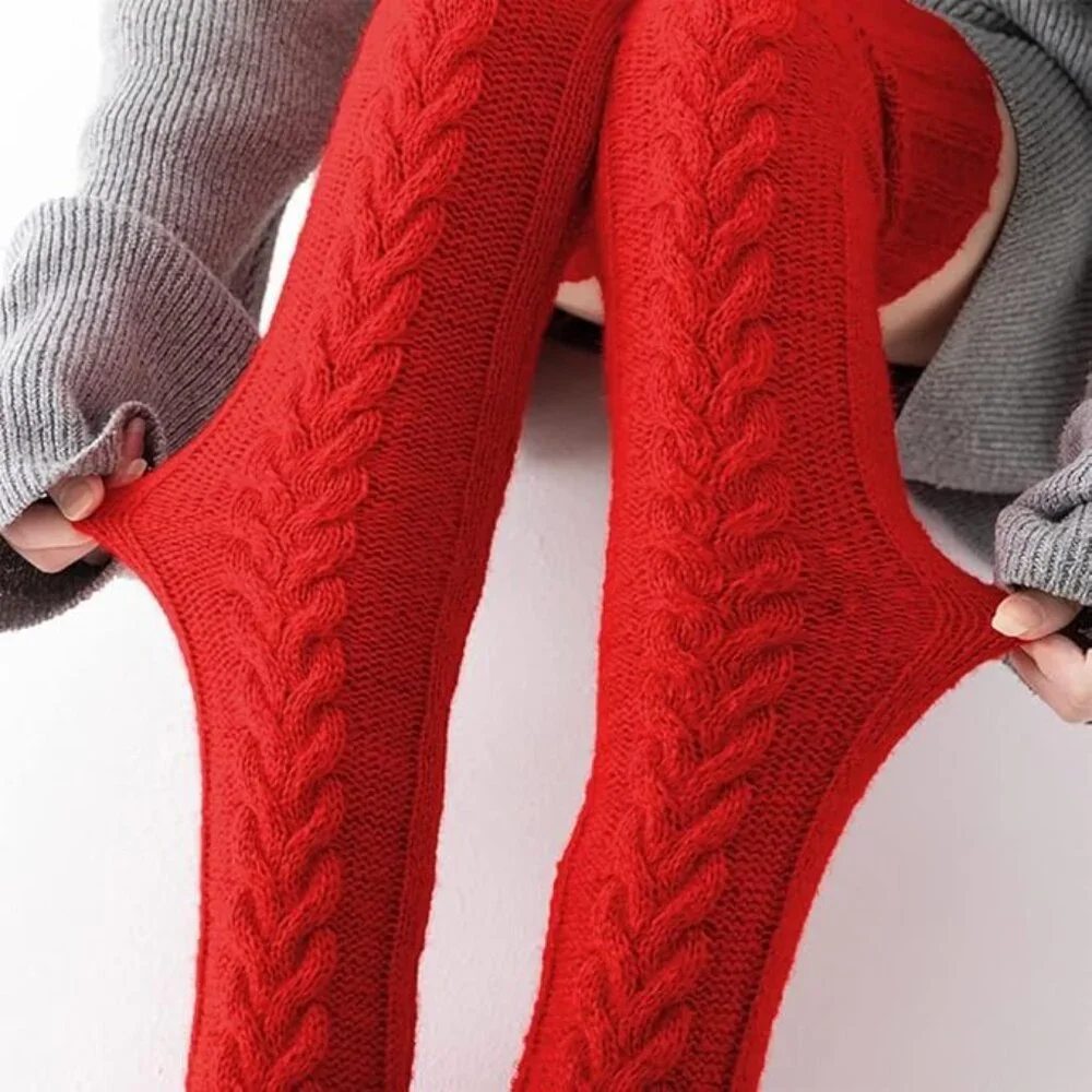 Over the Knee Red Cable Knit Boot Socks